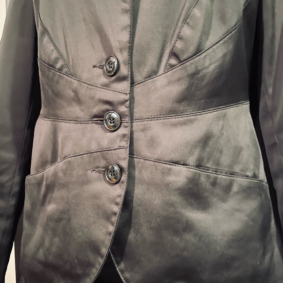 Suzy Shier black shiny blazer sz M 6 - Picture 3 of 4